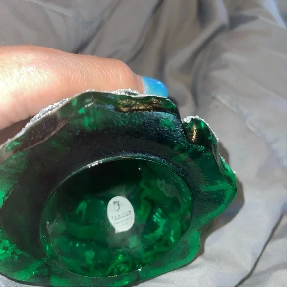 Fenton Green Flocked Holiday Decor Christmas Tree 7” - Picture 4 of 4